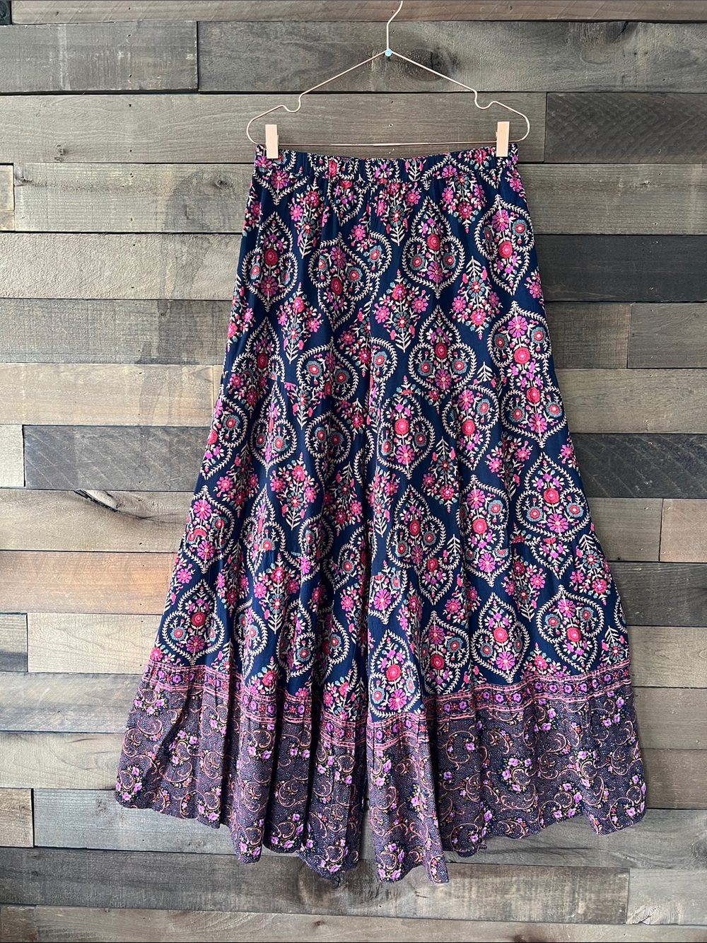 Natural Life Women's Patti Palazzo Pants in Blue Pink Paisley Print Size Medium